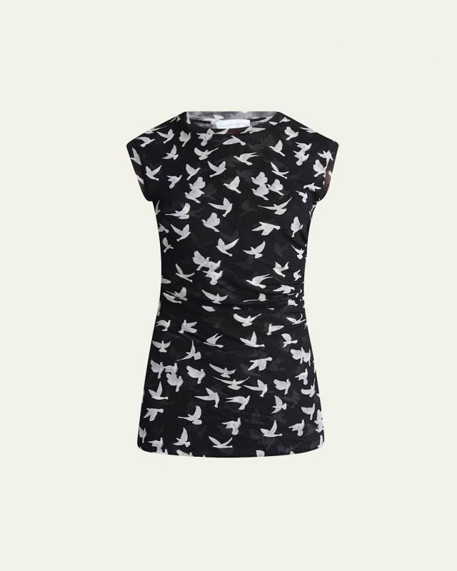 Mesh Flying Bird Haze Ruched Top